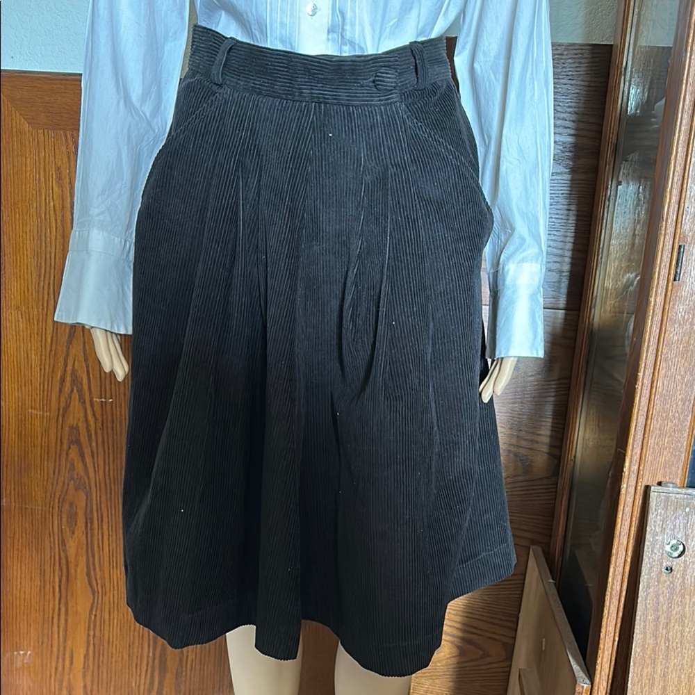 Voriagh Black Corduroy Skirt